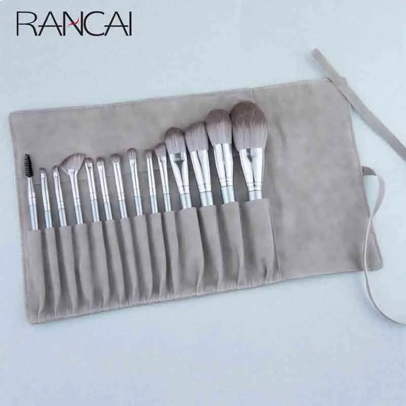 

RANCAI 14pcs Makeup Brushes Set Fan Foundation Powder Eyeshadow Eyebrow Comb LipBrush Facial Complete Kit Cosmetics Beauty Tools
