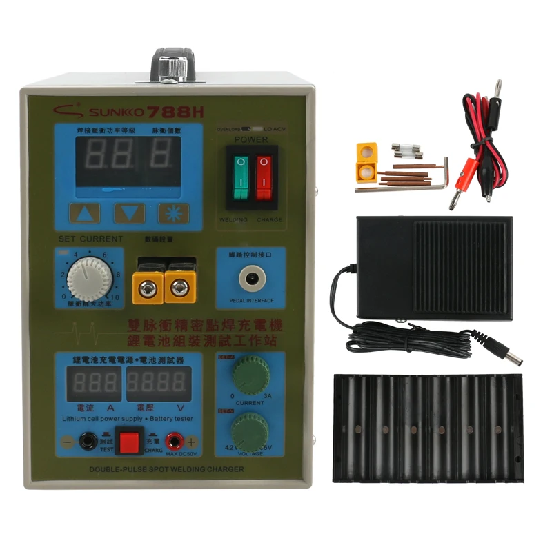 

SUNKKO 788H Spot Welder Machine 18650 lithium Battery Pack Production Spot Welding 1.5KW Multifunction DC charging function Pulse spot