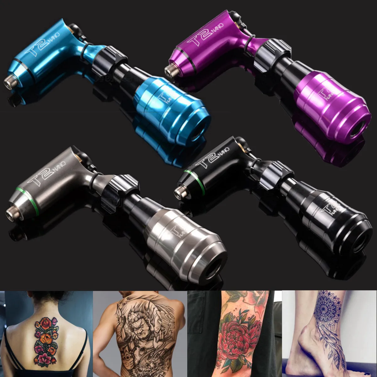 

New Cartridge Swiss Motor Blue Rotary Cartridge Tattoo Machine Set Include Cartridge Grip Free RCA Cord Supply Grip Four Color