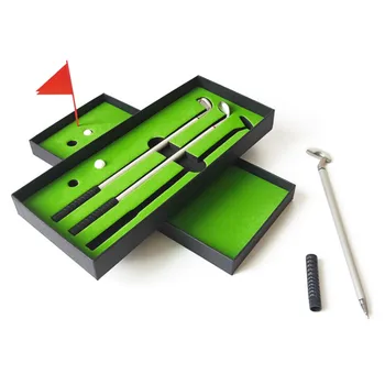 

Mini Golf Course Pole Set Golf Pen Set Desktop Golf Ball Pen Gift Set Putting Green Flag Golf Clubs Models Ballpoint Accessories