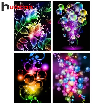

Huacan Diamond Painting Full Drill Flower Mosaic Bubble Cross Stitch Farmhouse Home Decor Embroidery Colorful Diamond Art