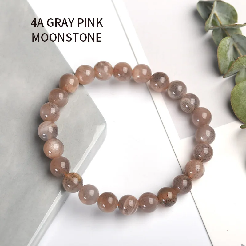 gray pink JD кристалл 4-8 мм драгоценный камень Sunstone оранжевый/розовый/серый лунный камень браслет подходит для мужчин и женщин одежда Slastic String бисерные ювелирные изделия - Окраска металла: gray pink