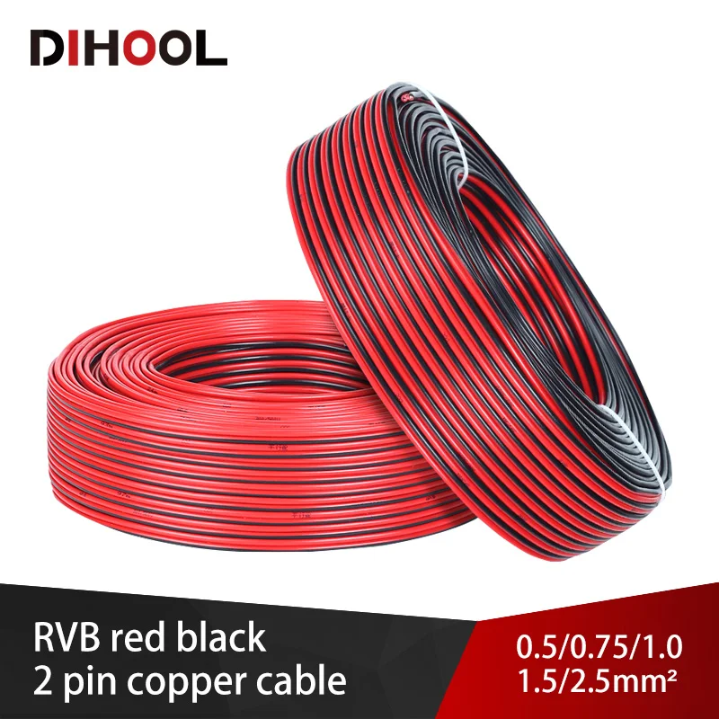 2Pin Red Black Cable 20/19/18/16/14 AWG Oxygen-free Copper Electric Wire Flexible Power Cord for SpeakerAudioLed LightsDIY
