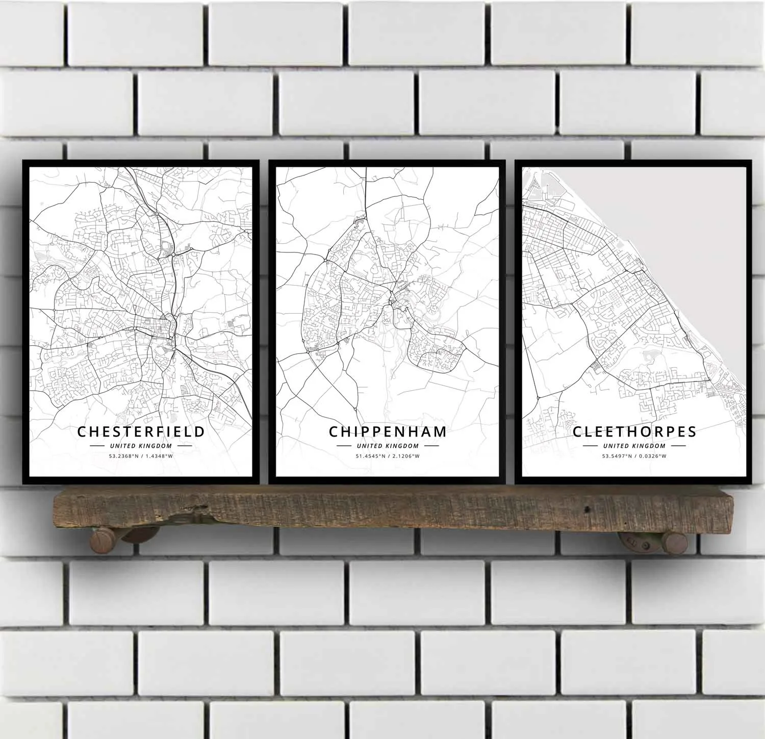 Chesterfield Chippenham Cleethorpes Thomen 3Terne Derby Derby Tucson Exmouth Farnham Regno Unito Mappa Poster