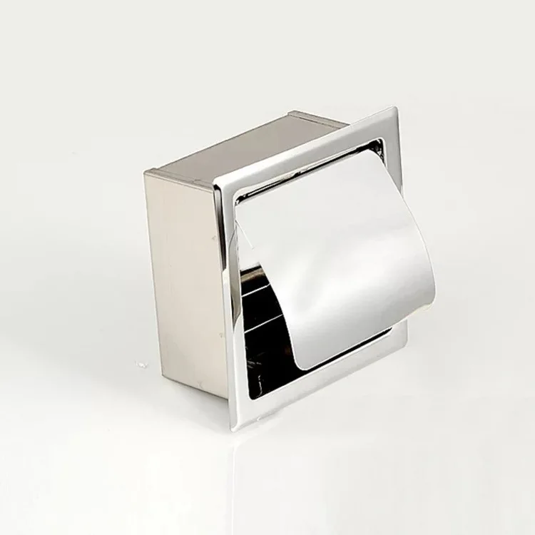 

Hotel Engineering Stainless Steel Roll 304 Wall Hidden Holder Toilet Embedded Stainless Steel Tissue Box