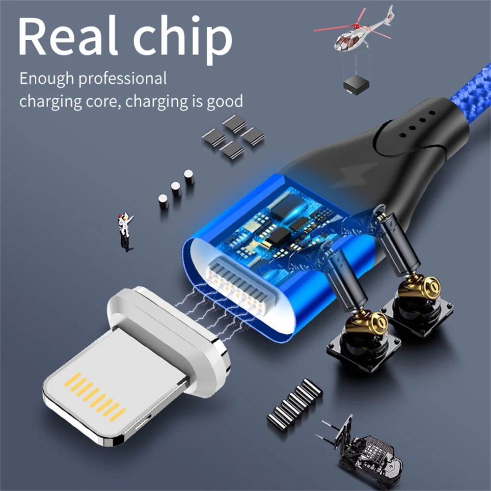 Магнитный Micro USB кабель 3 в 1, кабель для быстрой зарядки и передачи данных, Магнитный зарядный кабель usb type C IOS, 1 м