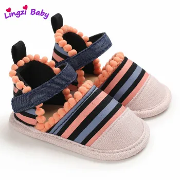 

1 NEW NEW Baby Kids Sandal Girl Colorful Striped Crib Shoes Summer Children Breathable Anti-Slip kid Cotton Shoes02