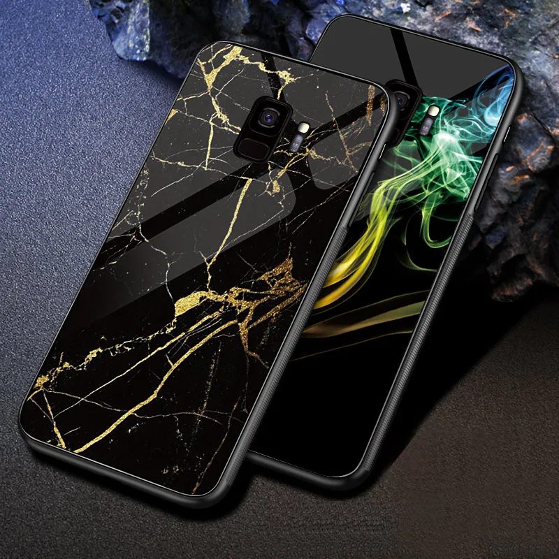 Чехол для телефона для samsung Galaxy A40 A50 A60 M40 A70 A6S A8S S7 S8 S9 S10 S6edge Plus Note 8 9 Tempered Стекло Мрамор туманность