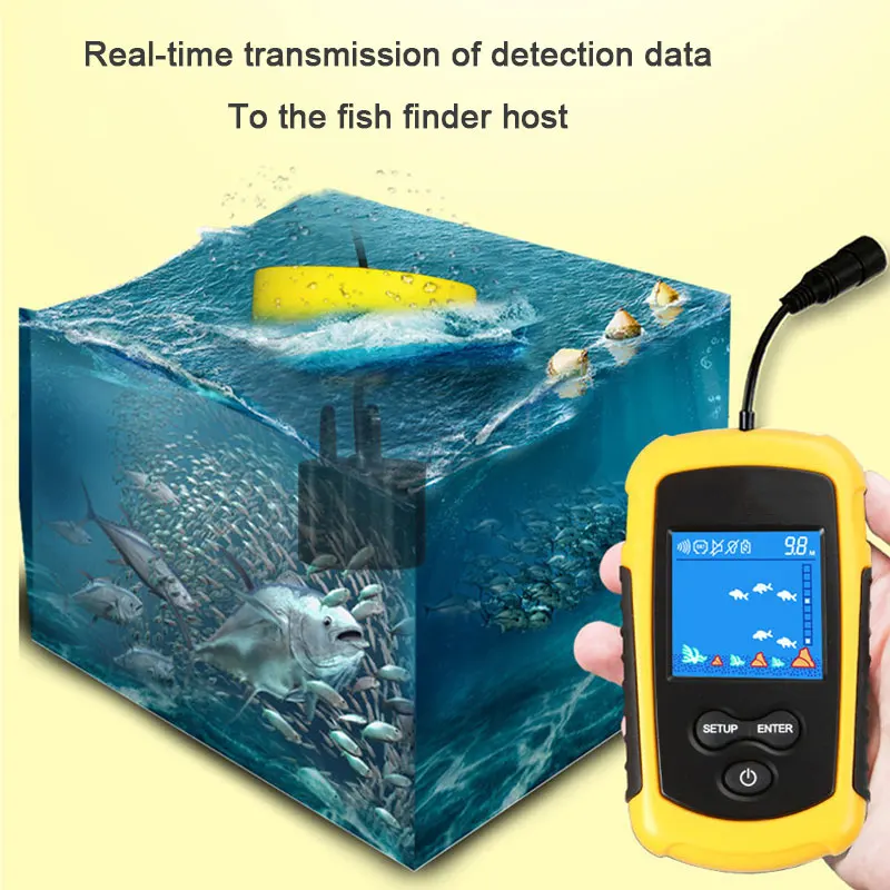 100M Wired Color Screen Portable Sonar Fish Finder Fishing Bait Echo Sounder Fish Finder Alarm Sensor Lake Fishing