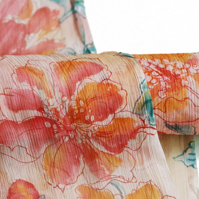 100 см* 114 см Супер тонкая картина шелковая Марля мятая шелковая шифоновая ткань для шарфа пляжное платье