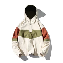 Pullover Jacket Men's Fashion Hit Cotton Casual Hooded Jackets Mens Streetwear Wild Loose Hip Hop Bomber Jacket Men M-5XL