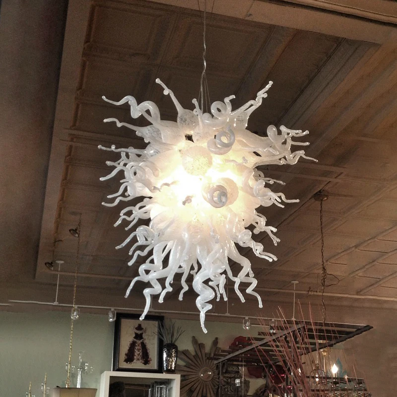 

Nordic Style Hand Blown Glass Chandelier White Color Simple Restaurant Lving Room Bedroom