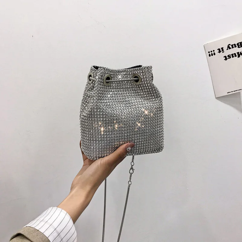 

2019 new bucket bag sequin shoulder bag small chain Messenger bag handbag shoulder bag mobile phone purse shopping bag