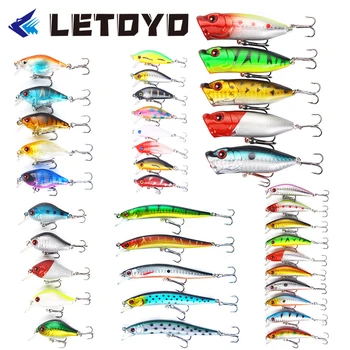 

38pcs Mixed Fishing Lures Minnow Crankbaits Bass Baits high carbon steel treble hook Wobblers Set Lifelike Fake Fishing bait