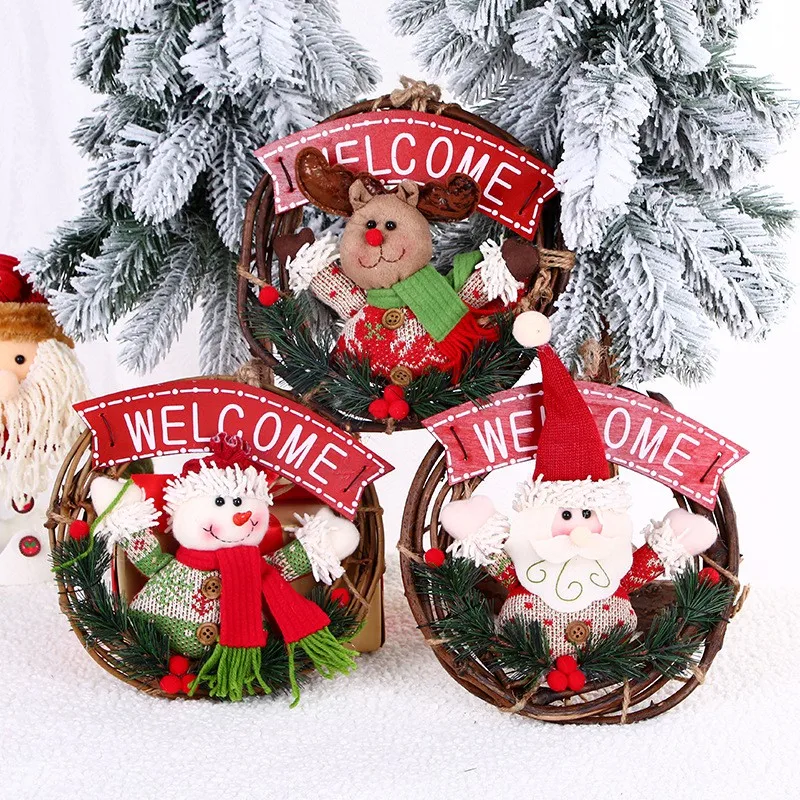 Рождественские праздничные украшения красивое украшение венки поставки Снеговик ротанга двери подвесной кулон