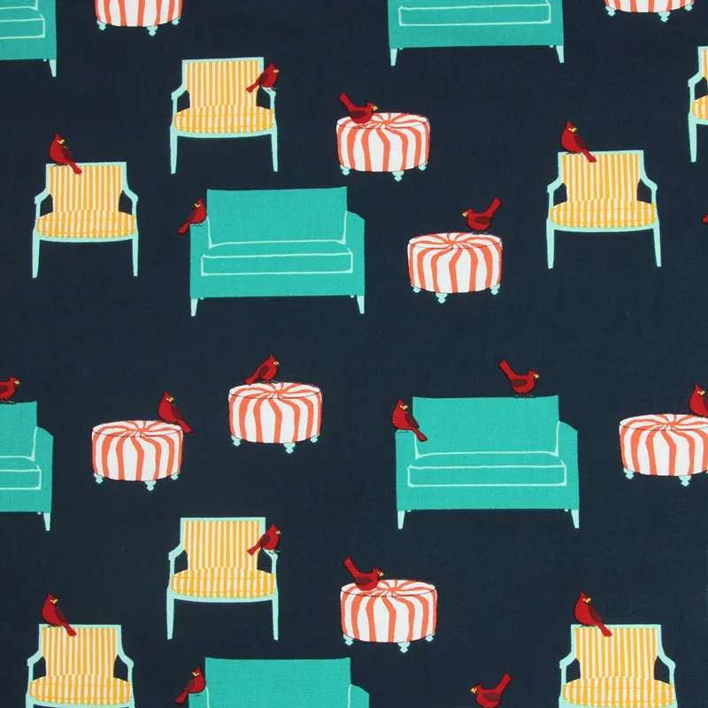 Половина ярда простой хлопок ткань с диванными стульями печати ручной работы DIY мешок одежды платье Детская ткань хлопок CR-258