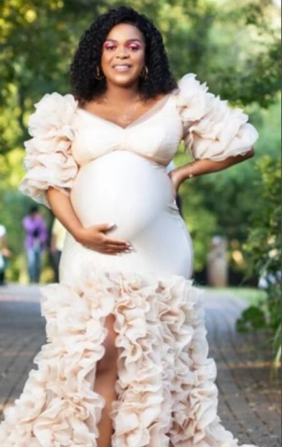 Vestidos de graduación únicos para mujeres batas mullidas escalonadas para sesión de fotos o Baby Shower, sesión de fotos de maternidad hecha a medida