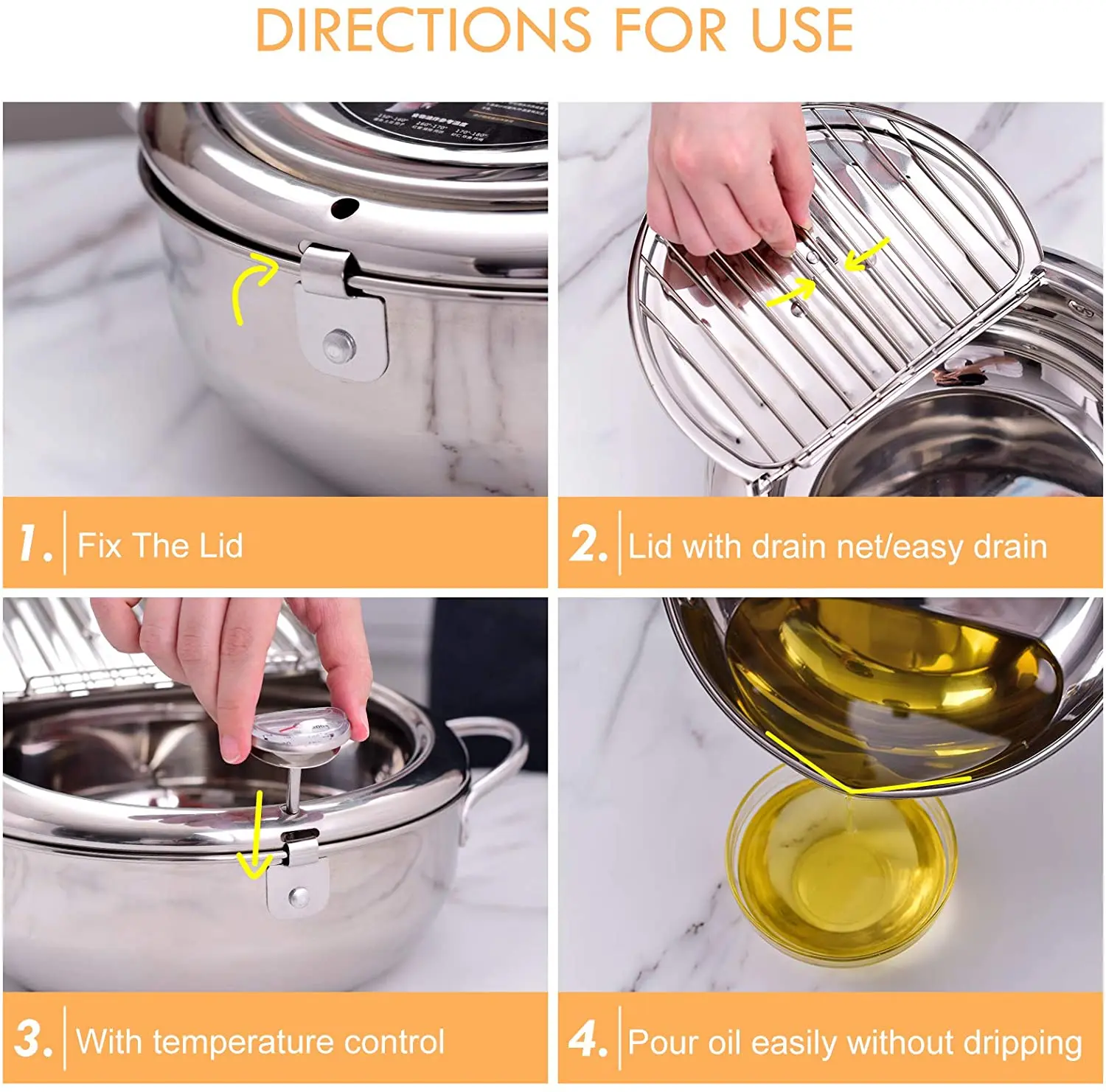 Japanese Deep Fryer With Thermometer and Lid 304 Stainless Steel Kitchen  Tempura Fryer Pan Fryer Without Oil Frying Pan Fryer - AliExpress