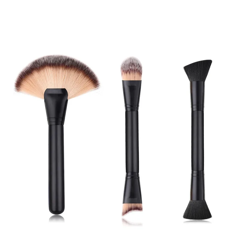 

1pc Classic Makeup Brush Double Head Multi Functional Foundation Brush Powder Blush Brushes Fan Brush Pro Face Brushes Makeup