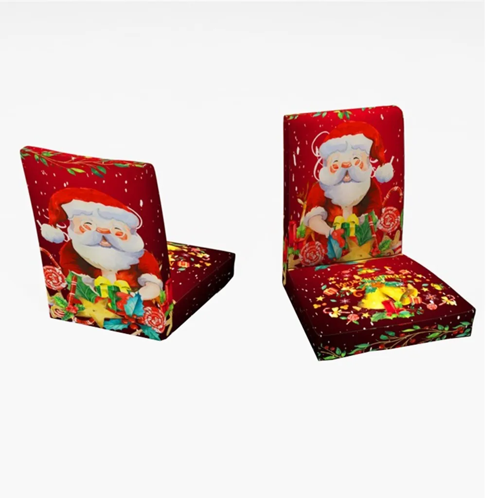 Chair Cover Рождественские чехлы для стульев с цифровой печатью, скатерть для столовой, эластичные чехлы на кресла из спандекса, рождественские украшения для дома - Цвет: Chair Cover