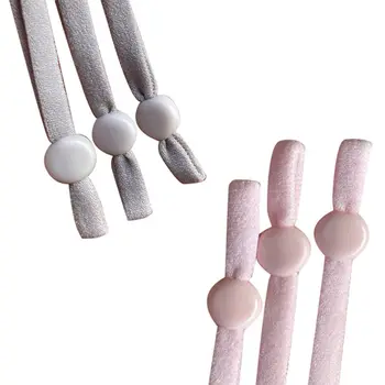 

500Pcs Width 5Mm Mask Elastic Band Adjustable Silicone Button Buckle String Rope - 250pcs Pink & 250pcs Gray