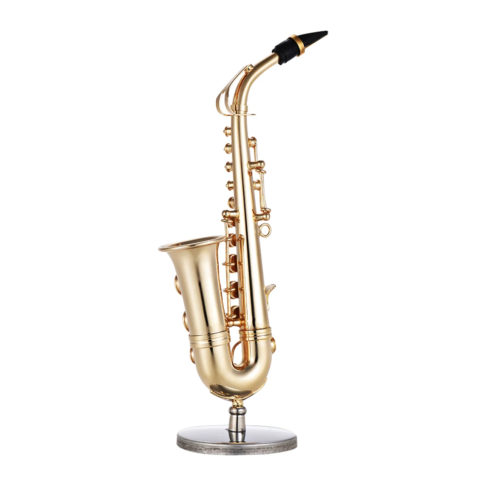 

Mini Brass Alto Saxophone Sax Model Exquisite Desktop Musical Instrument Decoration Ornaments Musical Gift with Delicate Box