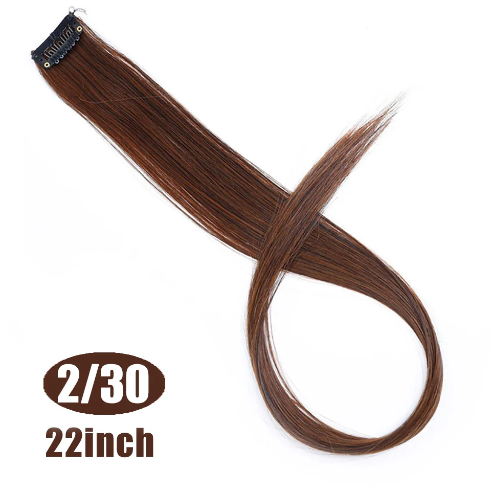 AILIADE длинные прямые волосы на заколках для наращивания 22 дюйма цвета радуги синтетические двухцветные накладные волосы для женщин и девушек - Цвет: 2130