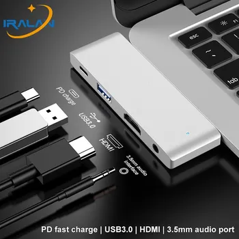 

New 3 0 USB C Hub For iPad Pro MacBook Pro/Air USB Type C to 4K HDMI Adapter USB Splitter PD Charge 3.5mm Audio Port USB Hub 3.0