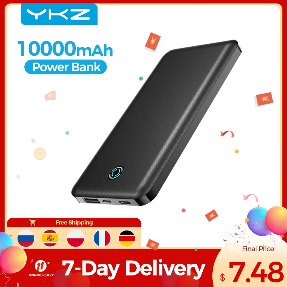  2 шт. YKZ PowerCore 10000 мАч портативное зарядное устройство Внешняя батарея Портативное зарядное устройство мини USB C Мощность банк повербанк …