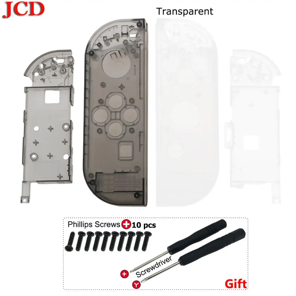JCD, высокое качество, для Joy-con, прозрачный корпус для kingd, для переключателя NS JoyCon, контроллер, сделай сам, корпус, оболочка, правый, левый чехол - Цвет: No16 R Transparent