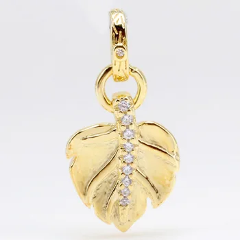 

Original Shine Shining Leaf With Crytal Pendant Beads Fit 925 Sterling Silver Charm Bracelet Bangle Diy Jewelry