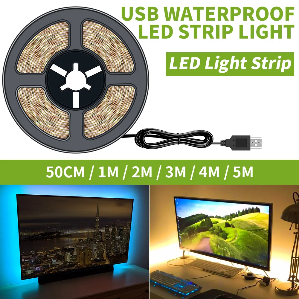 Светодиодная лента USB Порты и разъёмы светильник Fita De Led лампа 5V 2835SMD ТВ фон для