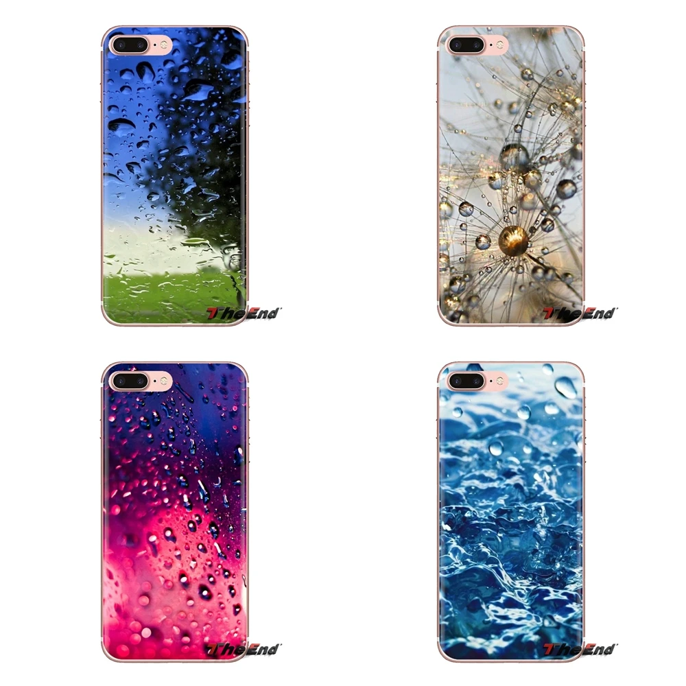 For iPhone XS Max XR X 4 4S 5 5S 5C SE 6 6S 7 8 Plus Samsung Galaxy J1 J3 J5 J7 A3 A5 Transparent Soft Shell Covers Macro Rain |