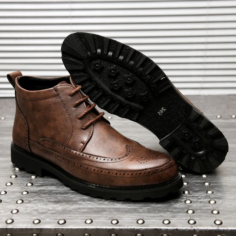 

England England Korean-style Trend Short Boots Men Lace-up Martin Boots Men's Men Versatile 3-Days Cotton Boots Varved Pointed-T