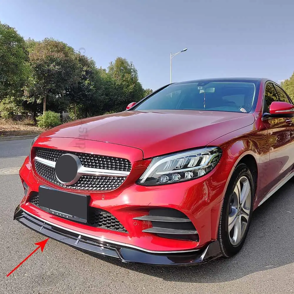 Front Bumper Lip Chin Accessories Splitter Tuning Body Kit Trim Styling  Cover Facelift For Mercedes Benz C W205 2019 2020 2021