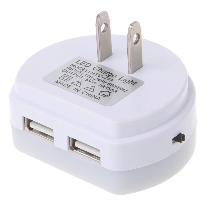 Светодиодный Светильник-ночник с двойным зарядным устройством USB с датчиком Сумерки до рассвета, настенный светильник Au22 19, Прямая поставка - Испускаемый цвет: US Plug