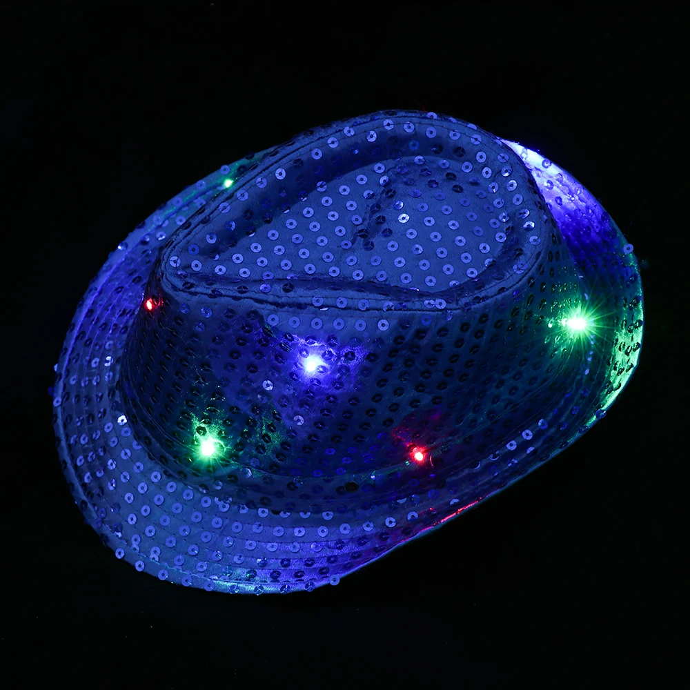 Новая мода унисекс мигающий свет Led Fedoras Trilby Sequin унисекс нарядное платье танцевальная вечеринка шляпа сценическое представление
