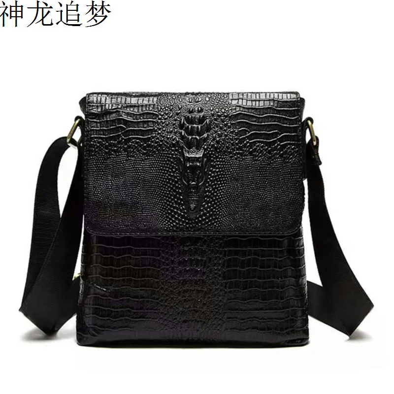 

Men's Flip Shoulder Bag Business Genuine Cowhide Leather Crocodile Pattern Men's Bag Vertical Crossbody Bag fashion handbag