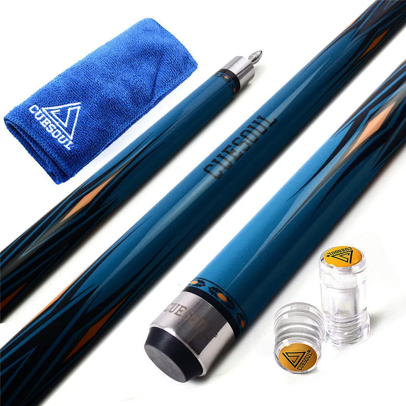 CUESOUL Professional 58" 19oz 11.5/12.75mm Cue Tip Maple Snooker Pool Stick Set With Towel Blue Color | Спорт и развлечения