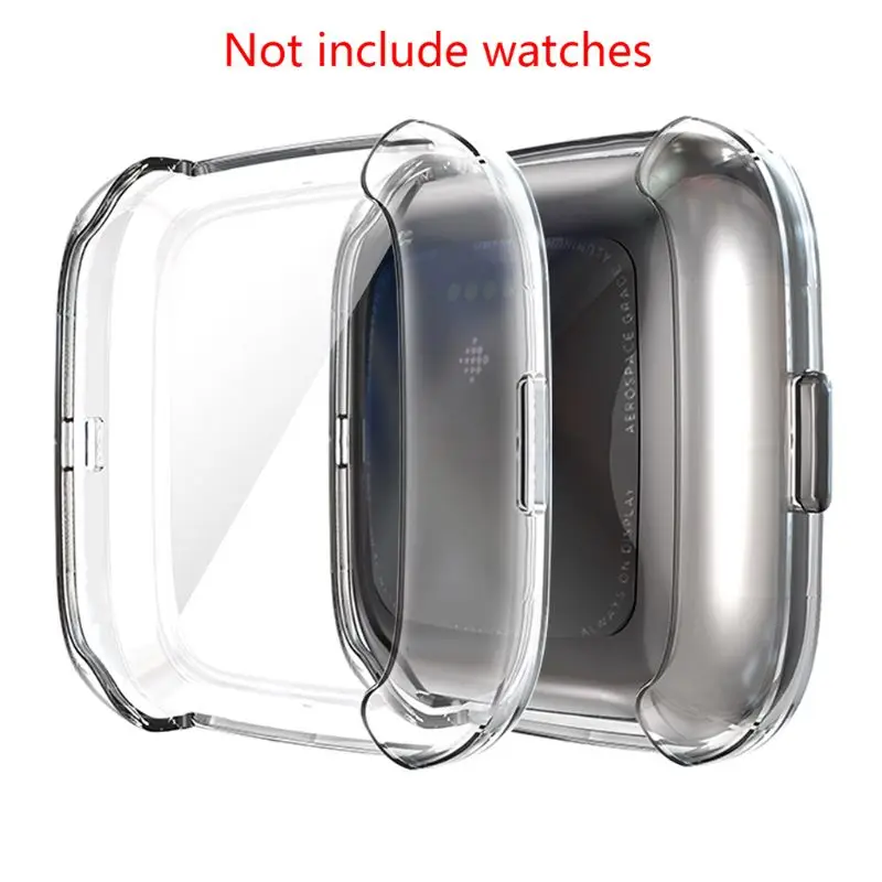 Transparent Полное покрытие ТПУ Чехол протектор экрана Защитная крышка для Fitbit Versa 2 Watch - Цвет: Transparent