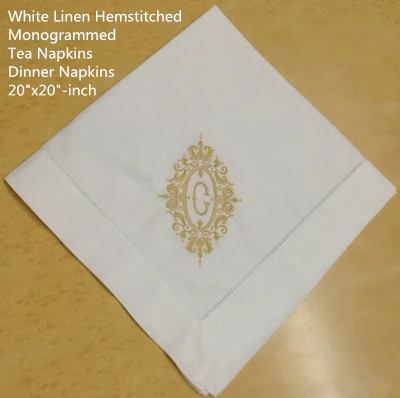 set-of-12-fshion-monogrammed-dinner-napkins-white-linen-hemstitch-table-napkins-20-x20-ladder-embroidered-initial-c-tea-napkins
