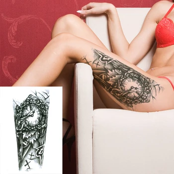 

Waterproof Temporary Body Art Arm Shoulder Chest Clock Cross Tattoo Sticker Women/Men Hot Sale 14.8*21 Cm