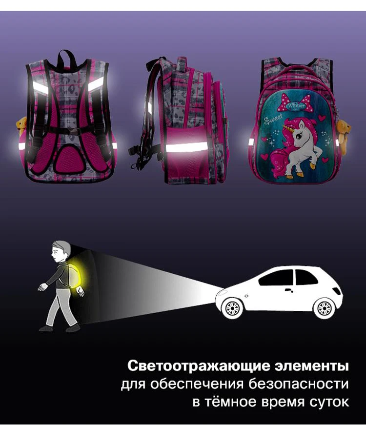 3D Cartoon Sparkling Unicorn School Bag For Girls