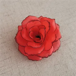 Elegant Gold Silk Rose Heads - Set of 12, Assorted Colors for DIY Wedding and Home Décor (Red black)