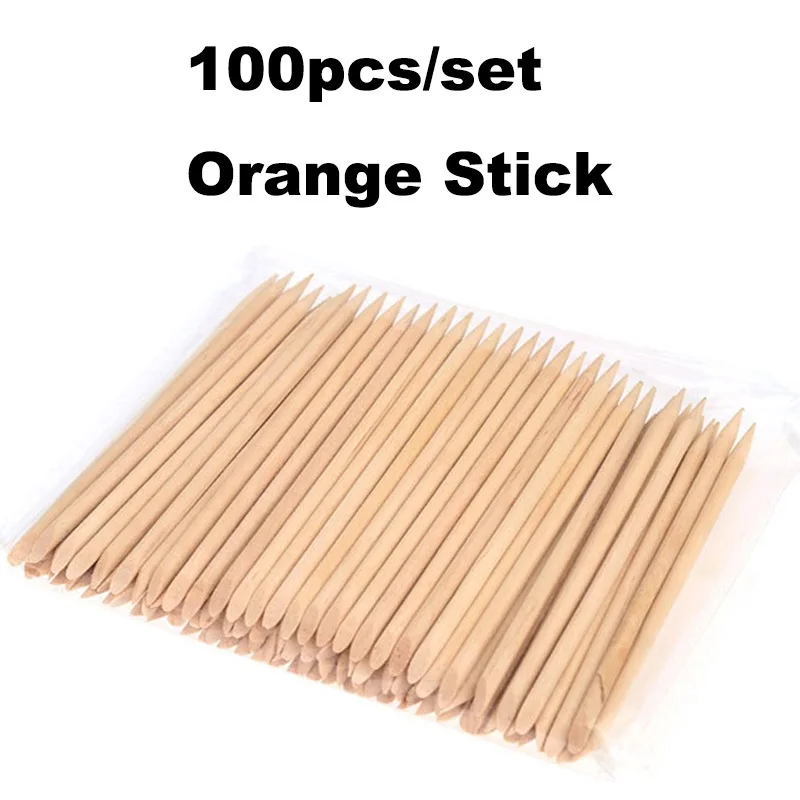 FlorVida 100pcs Set Wood Orange Sticks Cuticle Pusher Nail Art Tools For Gel Polish Remover as Dotting Pen Manicure