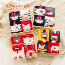 Женский Рождественский подарок, женские зимние хлопковые красные носки, креативные новогодние забавные носки с мультяшными животными, счастливый подарок для девочек