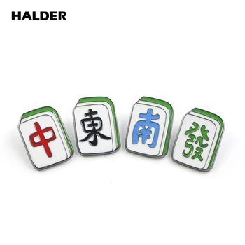 

Wholesale Custom pin HALDER Chinese mahjong Enamel Alloy Metal Fashion Jewelry Needle Shawl Shirt Brooches Backpack Bag Pins