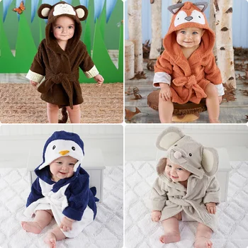 

Baby Hooded Blanket Animal Baby Bathrobe Cartoon Baby Spa Towel Character Kids Bath Robe Infant Beach Bathrobe