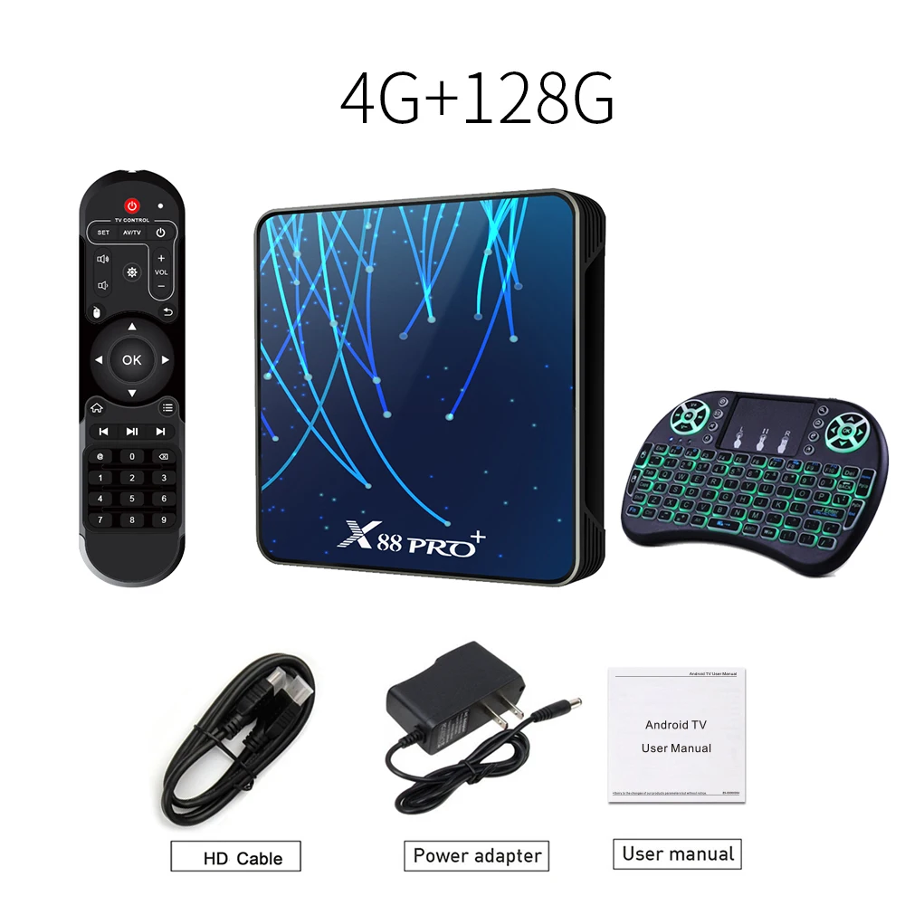 Android 9,0 9 Smart tv Box RK3368 Восьмиядерный процессор PowerVR G6110 GPU 4 Гб 4K Bluetooth 4,0 телеприставка - Цвет: with keyboad 128G