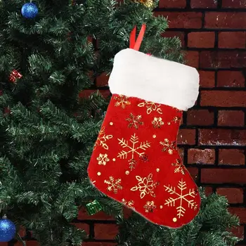

12pcs 7inch Christmas Stockings Candy Gift Bag Snowflake Socks Hanging Xmas Tree D08D